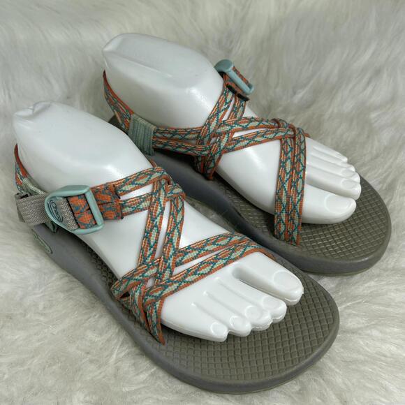 CHACO ZX1 AQUA ORANGE WOMAN SANDALS SIZE 7 - Picture 2 of 9